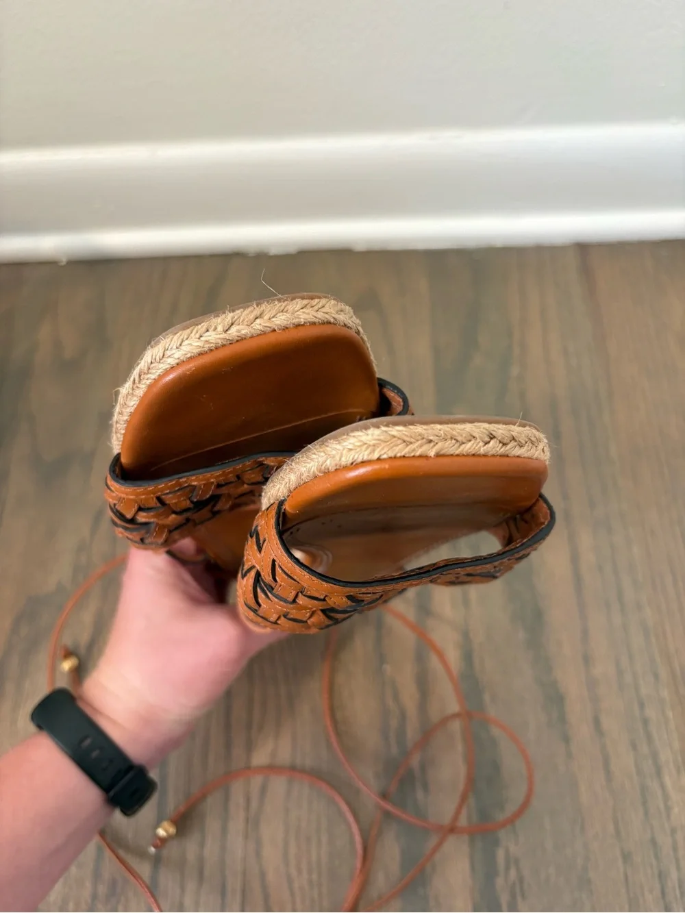 Tory Burch Basketweave Espadrille Wrap Sandal Size 7
